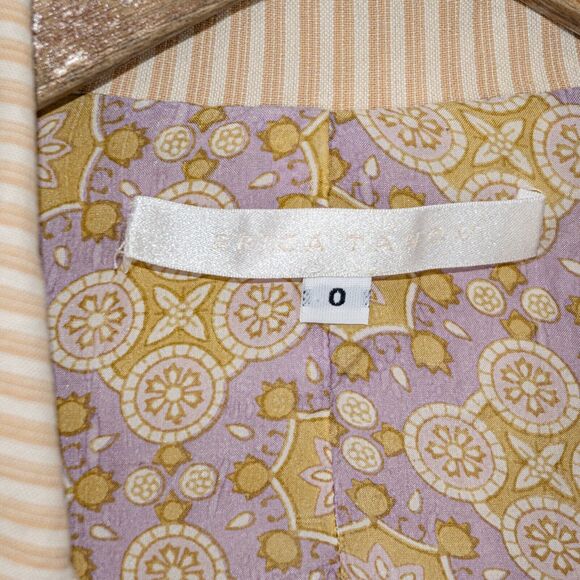 Erica Tanov Women's Beige Stripe Blazer Jacket 100% Cotton size 0 - Picture 2 of 9